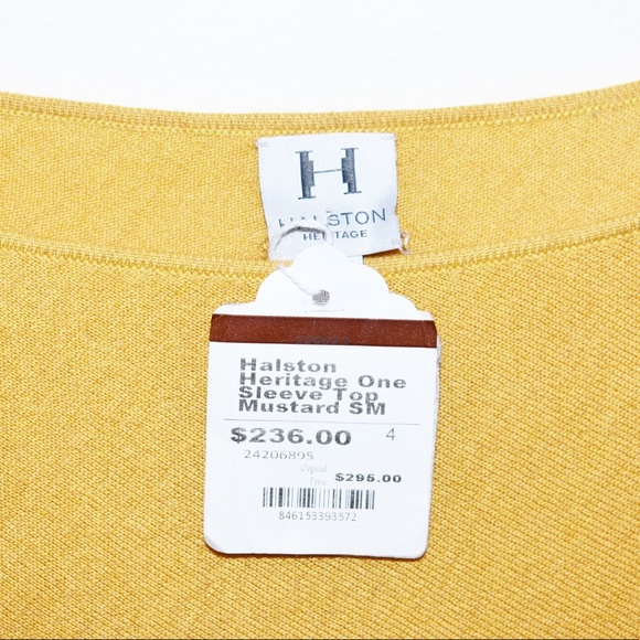Halston Heritage One Sleeve Top Mustard Silk Cashmere - Picture 6 of 6
